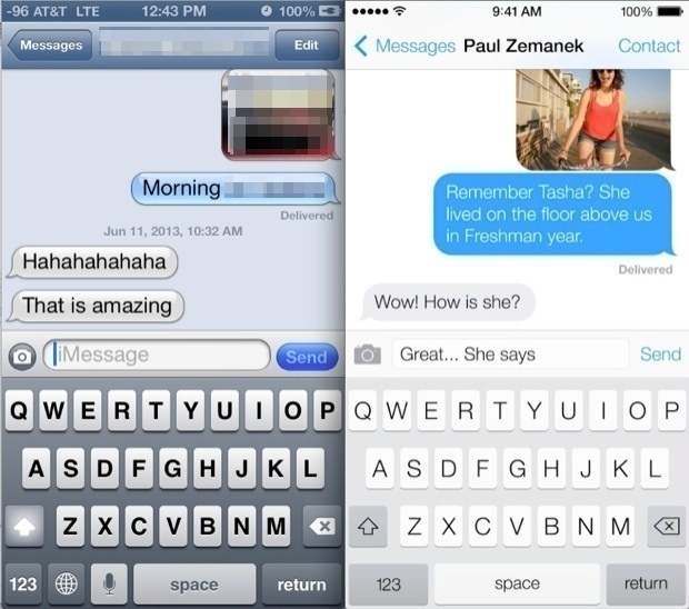 iOS 7 vs iOS 6 Messages