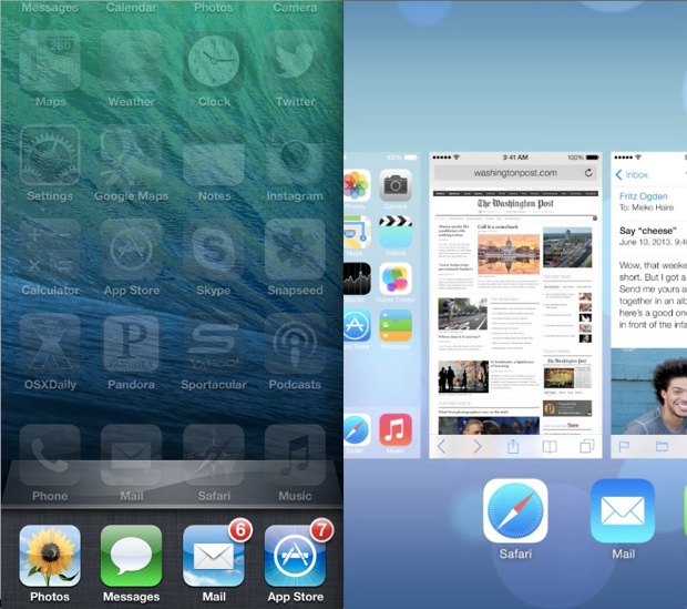 iOS 7 vs iOS 6 Multitasking